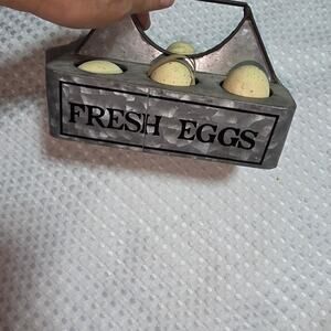 HOMESTEAD TIN EGG CADDY HOME DECOR  FAUX EGGS